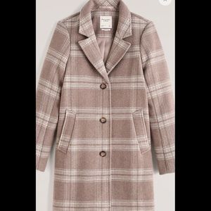 Abercrombie Wool-Blend Dad Coat (Size Med; Length: Reg; Color Oatmeal Plaid)
